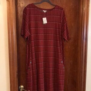 JJill Red/Blk/White Check Dress
